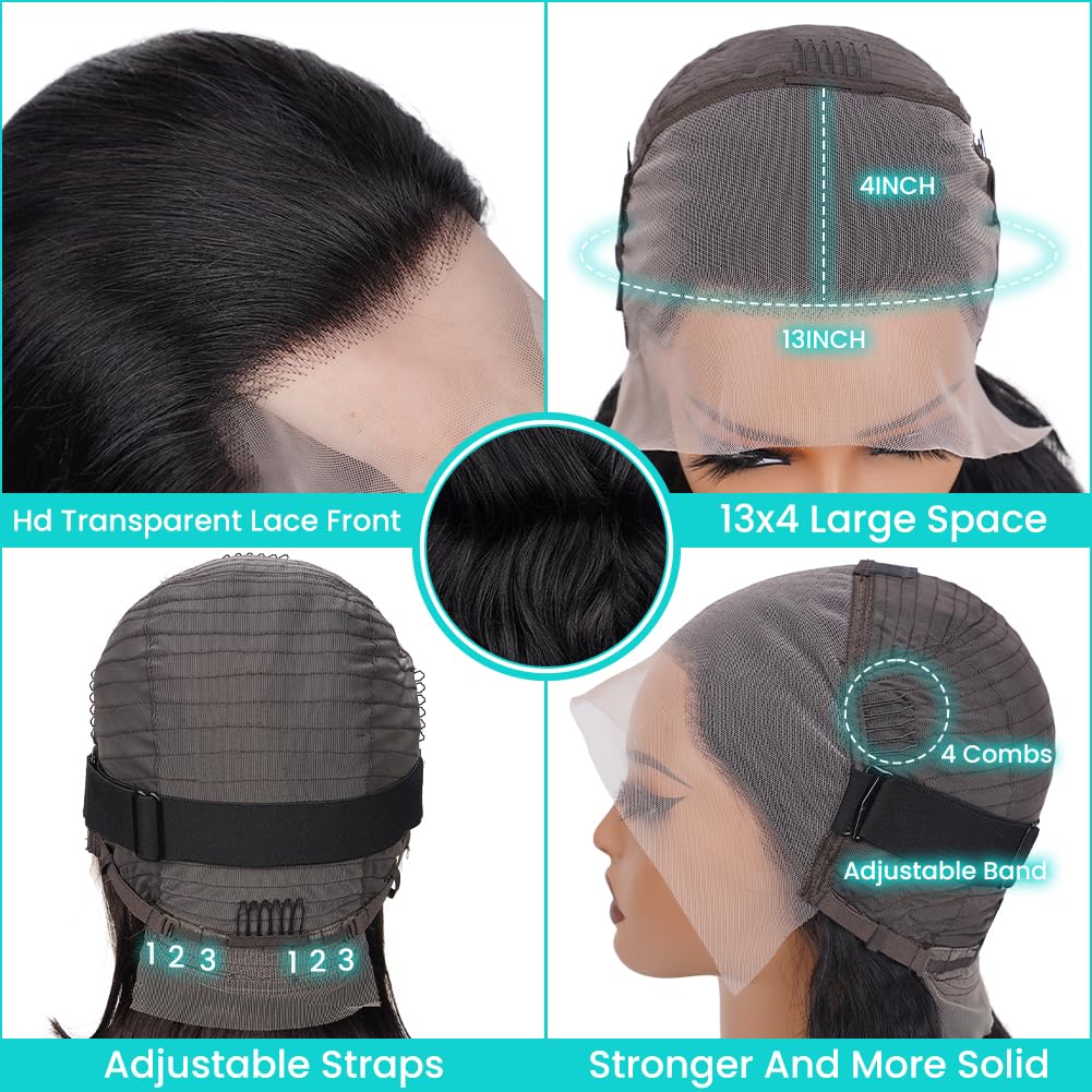 13x4 Body Wave Lace Front Wigs Human Hair Pre Plucked HD 22 inch